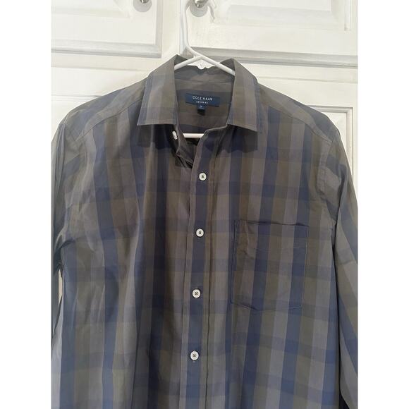 Cole Haan Shirt Men’s Medium Blue Gray Oxford Long Sleeve Button Up Grand OS - Picture 2 of 10